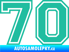Samolepka Startovní číslo 70 typ 4 tyrkysová