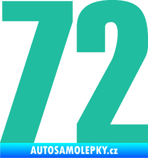 Samolepka Startovní číslo 72 typ 2   tyrkysová