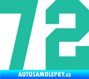 Samolepka Startovní číslo 72 tyrkysová
