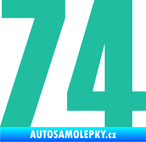 Samolepka Startovní číslo 74 typ 2     tyrkysová