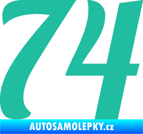 Samolepka Startovní číslo 74 typ 3   tyrkysová