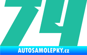 Samolepka Startovní číslo 74 typ 6 tyrkysová