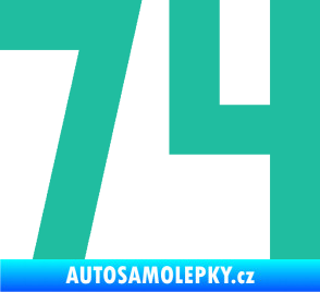 Samolepka Startovní číslo 74 tyrkysová
