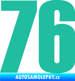 Samolepka Startovní číslo 76 typ 2       tyrkysová
