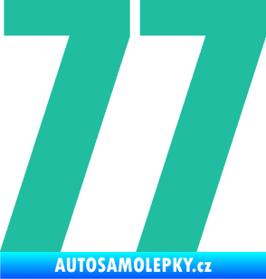 Samolepka Startovní číslo 77 typ 2        tyrkysová