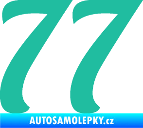 Samolepka Startovní číslo 77 typ 3   tyrkysová