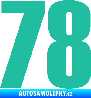 Samolepka Startovní číslo 78 typ 2         tyrkysová