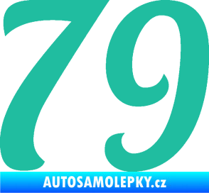 Samolepka Startovní číslo 79 typ 3   tyrkysová