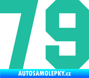 Samolepka Startovní číslo 79 tyrkysová