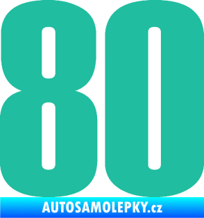 Samolepka Startovní číslo 80 typ 2           tyrkysová