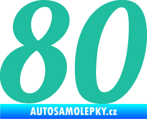 Samolepka Startovní číslo 80 typ 3   tyrkysová