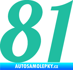Samolepka Startovní číslo 81 typ 3   tyrkysová