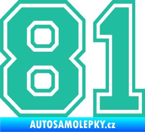 Samolepka Startovní číslo 81 typ 4 tyrkysová