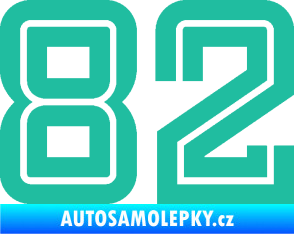 Samolepka Startovní číslo 82 typ 7 tyrkysová