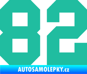 Samolepka Startovní číslo 82 tyrkysová