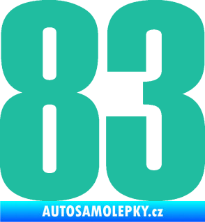 Samolepka Startovní číslo 83 typ 2   tyrkysová