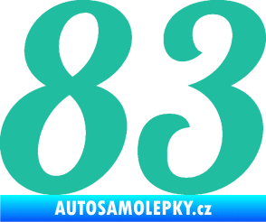 Samolepka Startovní číslo 83 typ 3   tyrkysová