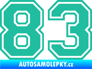 Samolepka Startovní číslo 83 typ 4 tyrkysová