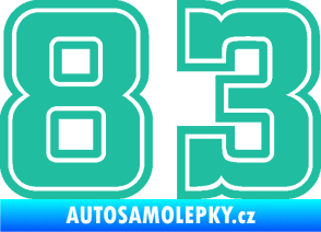 Samolepka Startovní číslo 83 typ 5 tyrkysová