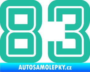 Samolepka Startovní číslo 83 typ 7 tyrkysová