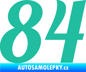 Samolepka Startovní číslo 84 typ 3  tyrkysová
