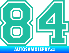 Samolepka Startovní číslo 84 typ 4 tyrkysová
