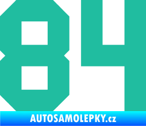 Samolepka Startovní číslo 84 tyrkysová