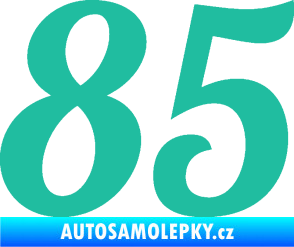 Samolepka Startovní číslo 85 typ 3   tyrkysová