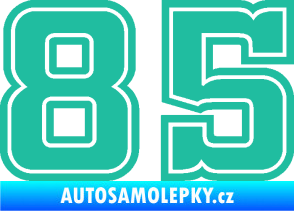 Samolepka Startovní číslo 85 typ 5 tyrkysová