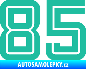 Samolepka Startovní číslo 85 typ 7 tyrkysová