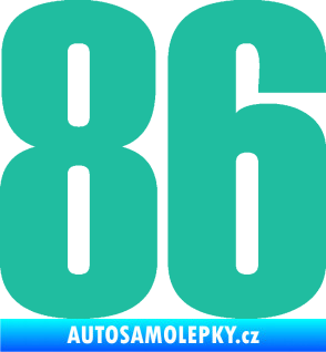 Samolepka Startovní číslo 86 typ 2      tyrkysová