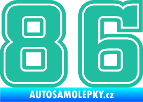 Samolepka Startovní číslo 86 typ 5 tyrkysová
