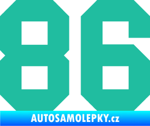 Samolepka Startovní číslo 86 tyrkysová