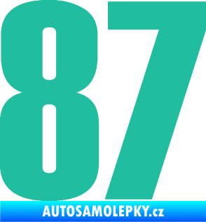 Samolepka Startovní číslo 87 typ 2       tyrkysová