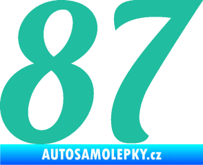 Samolepka Startovní číslo 87 typ 3   tyrkysová