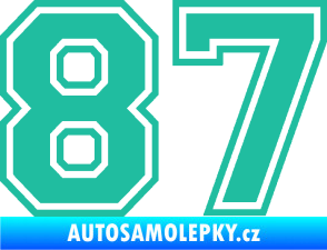Samolepka Startovní číslo 87 typ 4 tyrkysová