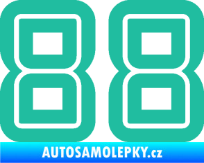 Samolepka Startovní číslo 88 typ 7 tyrkysová