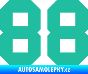 Samolepka Startovní číslo 88 tyrkysová