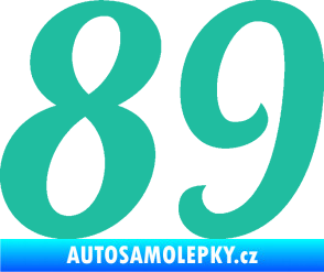 Samolepka Startovní číslo 89 typ 3  tyrkysová