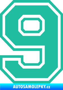 Samolepka Startovní číslo 9 typ 4 tyrkysová