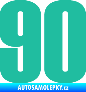 Samolepka Startovní číslo 90 typ 2          tyrkysová