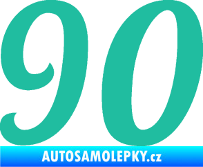 Samolepka Startovní číslo 90 typ 3   tyrkysová