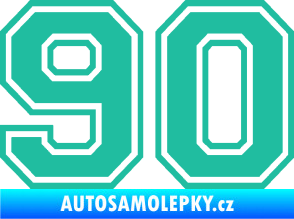 Samolepka Startovní číslo 90 typ 4 tyrkysová