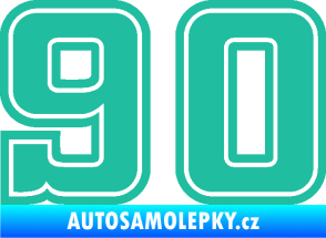 Samolepka Startovní číslo 90 typ 5 tyrkysová