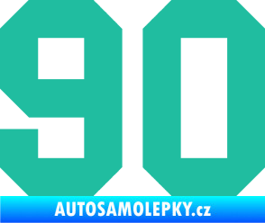 Samolepka Startovní číslo 90 tyrkysová