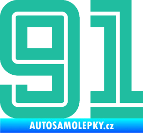 Samolepka Startovní číslo 91 typ 7 tyrkysová
