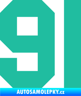 Samolepka Startovní číslo 91 tyrkysová