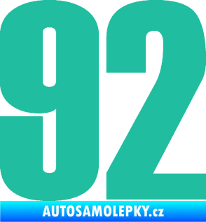 Samolepka Startovní číslo 92 typ 2  tyrkysová