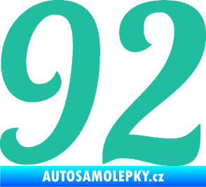 Samolepka Startovní číslo 92 typ 3   tyrkysová