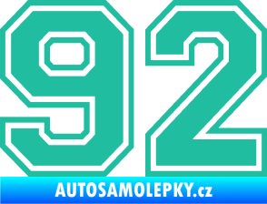 Samolepka Startovní číslo 92 typ 4 tyrkysová